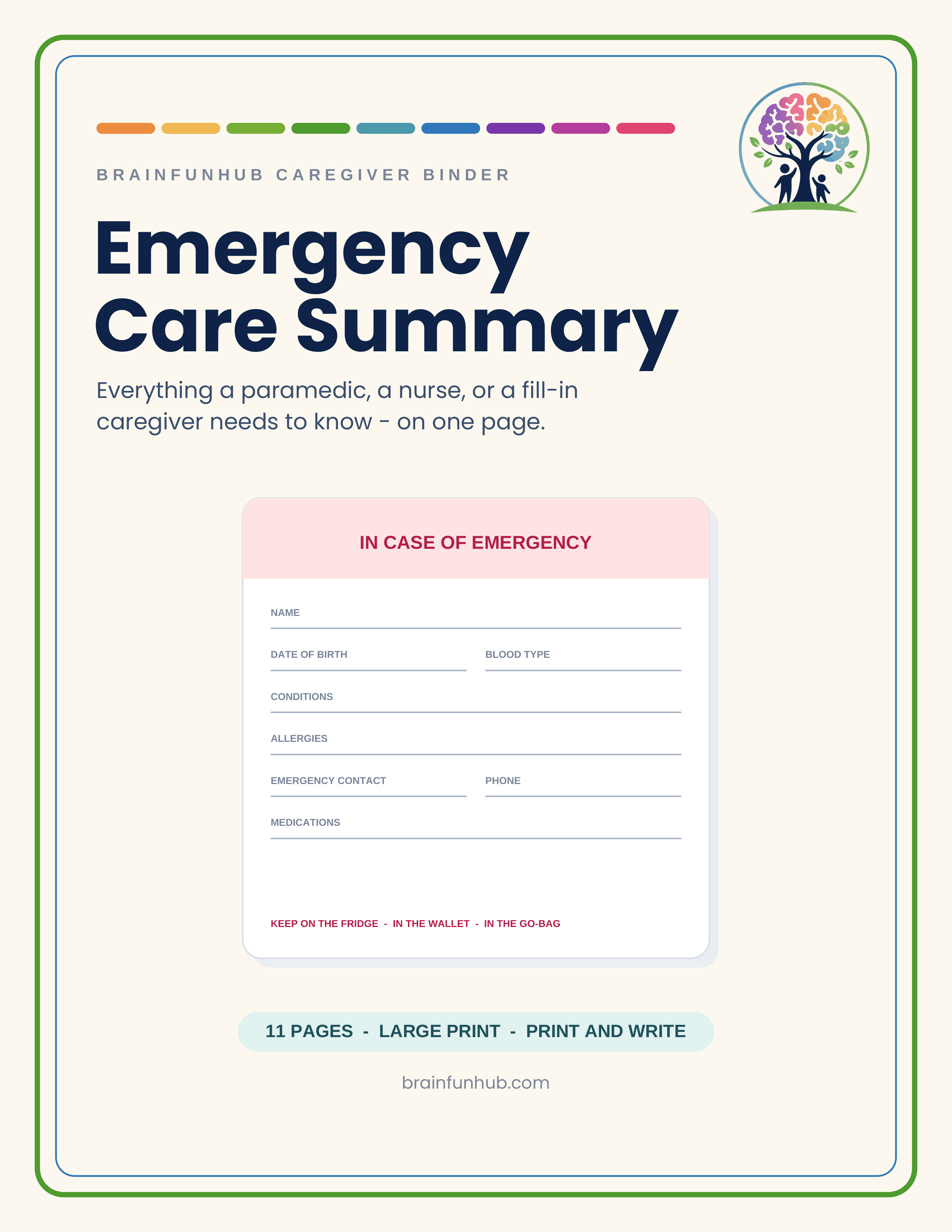 Emergency Care Summary printable cover